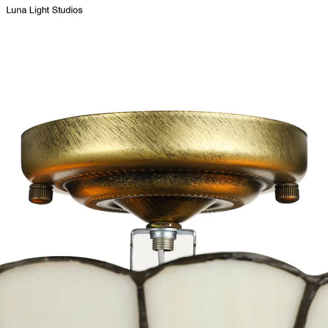 Rustic Style Dome Flush Mount Ceiling Light With Jewel Decoration (10’/12’ Inch) –