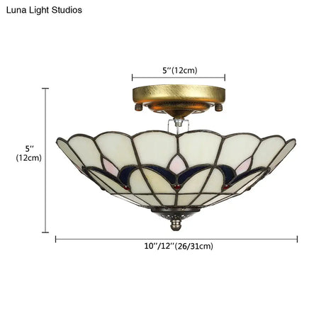 Rustic Style Dome Flush Mount Ceiling Light With Jewel Decoration (10’/12’ Inch) –
