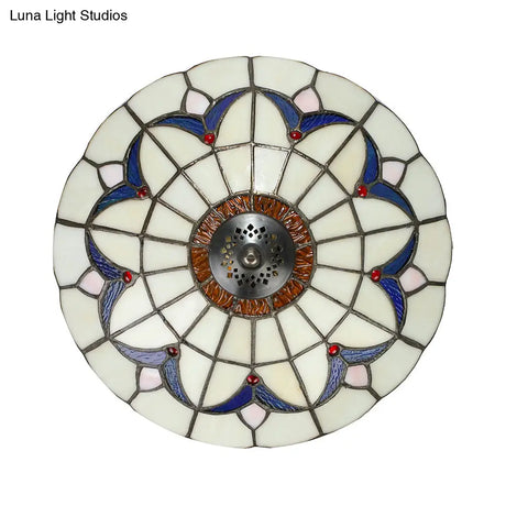 Rustic Style Dome Flush Mount Ceiling Light With Jewel Decoration (10’/12’ Inch) –