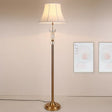 Rustic Style Standing Lamp With Crystal Accent: Fabric White Reading Floor Light
