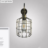 Rustic Stylish Birdcage Iron Wall Sconce Light Fixture - Antique Brass/Weathered Copper Perfect For