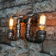 Rustic Stylish Plumbing Pipe Metal Wall Lighting In Weathered Copper - 1-Light Mount With Exposed