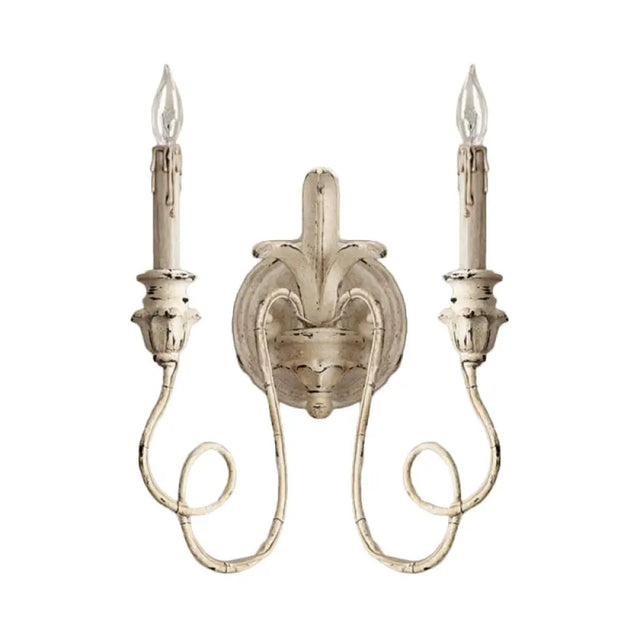 Rustic Stylish Wood Curvy Wall Mounted Lamp With 2 Lights - White/Brown/Distressed White Sconce