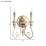 Rustic Stylish Wood Curvy Wall Mounted Lamp With 2 Lights - White/Brown/Distressed White Sconce
