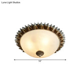 Rustic Sun Shape Flush Mount Opaline Glass Ceiling Light Fixture For Bedroom - Retro Style 3 - Light