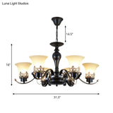 Rustic Swooping Arm Chandelier - Black Metal Pendant Light With 3/6/8-Head Ceiling Lighting
