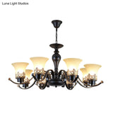 Rustic Swooping Arm Chandelier - Black Metal Pendant Light With 3/6/8-Head Ceiling Lighting