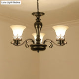 Rustic Swooping Arm Chandelier - Black Metal Pendant Light With 3/6/8-Head Ceiling Lighting