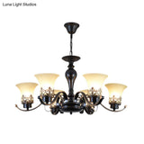 Rustic Swooping Arm Chandelier - Black Metal Pendant Light With 3/6/8-Head Ceiling Lighting