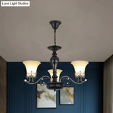 Rustic Swooping Arm Chandelier - Black Metal Pendant Light With 3/6/8-Head Ceiling Lighting