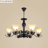 Rustic Swooping Arm Chandelier - Black Metal Pendant Light With 3/6/8-Head Ceiling Lighting