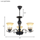 Rustic Swooping Arm Chandelier - Black Metal Pendant Light With 3/6/8-Head Ceiling Lighting