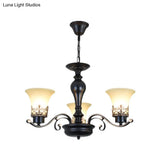 Rustic Swooping Arm Chandelier - Black Metal Pendant Light With 3/6/8-Head Ceiling Lighting