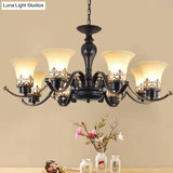 Rustic Swooping Arm Chandelier - Black Metal Pendant Light With 3/6/8-Head Ceiling Lighting