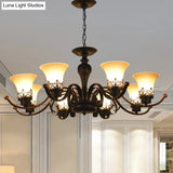 Rustic Swooping Arm Chandelier - Black Metal Pendant Light With 3/6/8-Head Ceiling Lighting