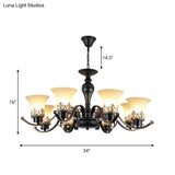 Rustic Swooping Arm Chandelier - Black Metal Pendant Light With 3/6/8-Head Ceiling Lighting