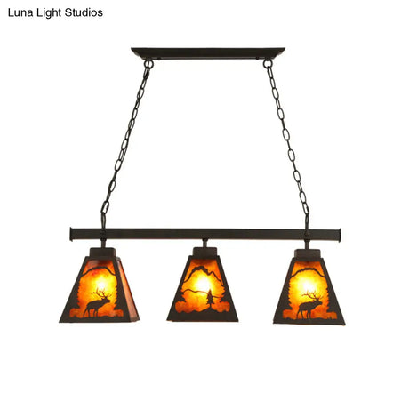 Rustic Trapezoid Metal Pendant Light - 3 Lights Ideal For Dining Room & Island Lighting