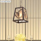 Rustic Trapezoid Metal Pendant Light Fixture For Country Restaurants