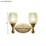 Rustic Wall Mounted Bedside Lamp With Oval Crackle Glass Shade - Rural Blue/Gold/Dark Blue Lighting