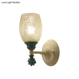 Rustic Wall Mounted Bedside Lamp With Oval Crackle Glass Shade - Rural Blue/Gold/Dark Blue Lighting