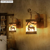Rustic Wall Mounted Sconce Lamp With Fabric Shade - Porch Light Fixture