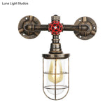 Rustic Water Pipe Iron Wall Sconce Lamp: Vintage 1-Light Fixture For Bathrooms (Aged Brass)