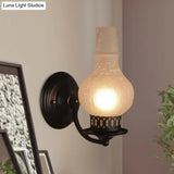 Rustic White/Amber Crackle Glass Wall Mounted Light Fixture With Bulb Vase Shade - Elegant Lighting