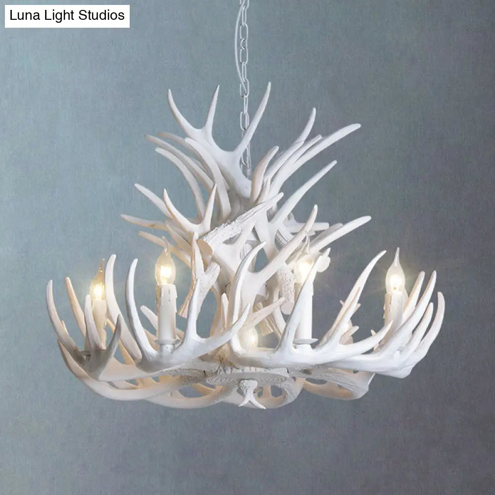 Rustic White Antler Chandelier - 21.5/25.5/27.5 Wide 9/12 Heads Ceiling Hang Fixture For Living Room