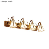 Rustic White Glass Vanity Lighting Fixture - Flower Bathroom Gold Wall Mount 2/3/4 Bulbs