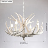 Rustic White Retro Resin Deer Horn Chandelier In Bedroom