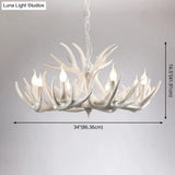 Rustic White Retro Resin Deer Horn Chandelier In Bedroom