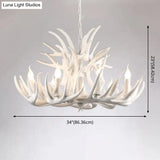 Rustic White Retro Resin Deer Horn Chandelier In Bedroom