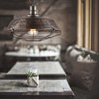 Rustic Wire Cage Pendant Light With Barn Shade In Antique Brass/Rustic Finish 1 10’/14’/18’