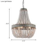 Rustic Wood Basket Pendant Lamp - Dining Room Suspension Lighting