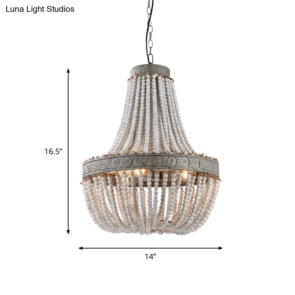Rustic Wood Basket Pendant Lamp - Dining Room Suspension Lighting
