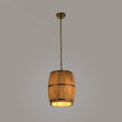 Rustic Wood Bucket Pendant Light For Bar - Brown Industrial Hanging Lamp