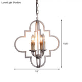 Rustic Wood Effect Candle Ceiling Chandelier - 4-Bulb Lighting Fixture Distressed White