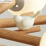 Rustic Wood Pendant Light With White Globe Shade And Bird Detail - Ideal For Dining Room