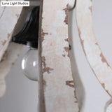 Rustic Wooden Lantern Pendant Ceiling Light - Distressed White Hanging Kit 1-Light Design