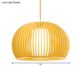 Rustic Wooden Pendant Light With Fabric Cylinder Shade