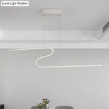 S-Shape Island Pendant Metal Ceiling Lamp In Warm/White Light - Modern Design