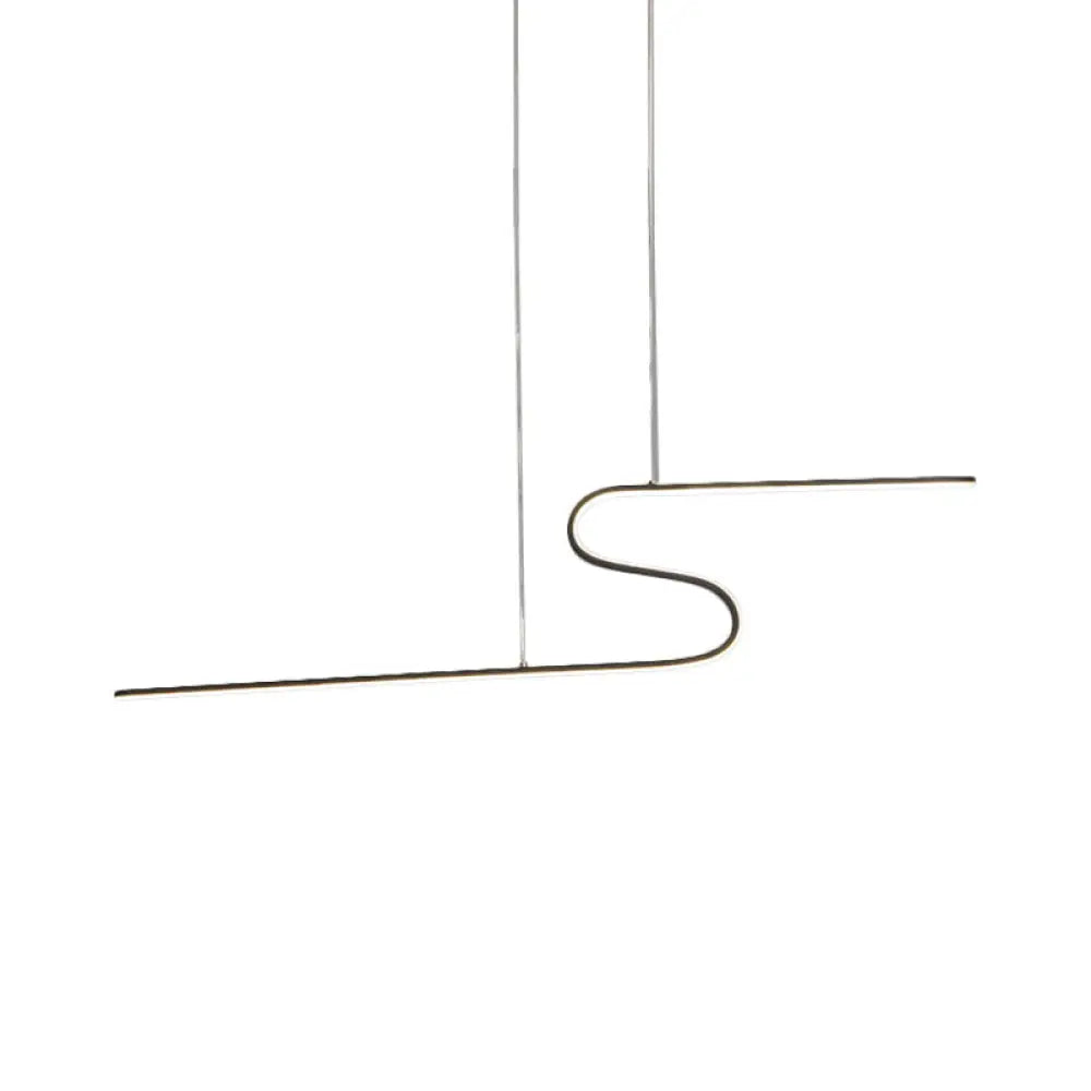 S-Shape Island Pendant Metal Ceiling Lamp In Warm/White Light - Modern Design