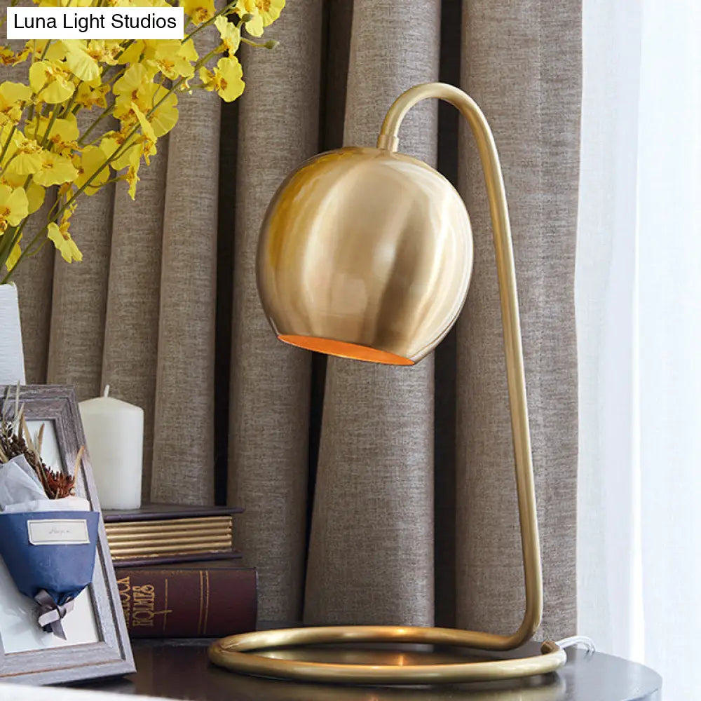 Sara - Golden 1 Light Spherical Nightstand Lighting Colonialism Metallic Night With Circle Base