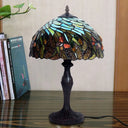 Sarah - Hand Hand Cut Glass Coffee Night Light Spiral Pattern 1 Head Tiffany Table Lighting with Scallop-Trim Coffee