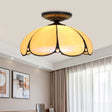 Scalloped Ceiling Tiffany White Metal Flush Mount Light Fixture - 1 For Bedroom