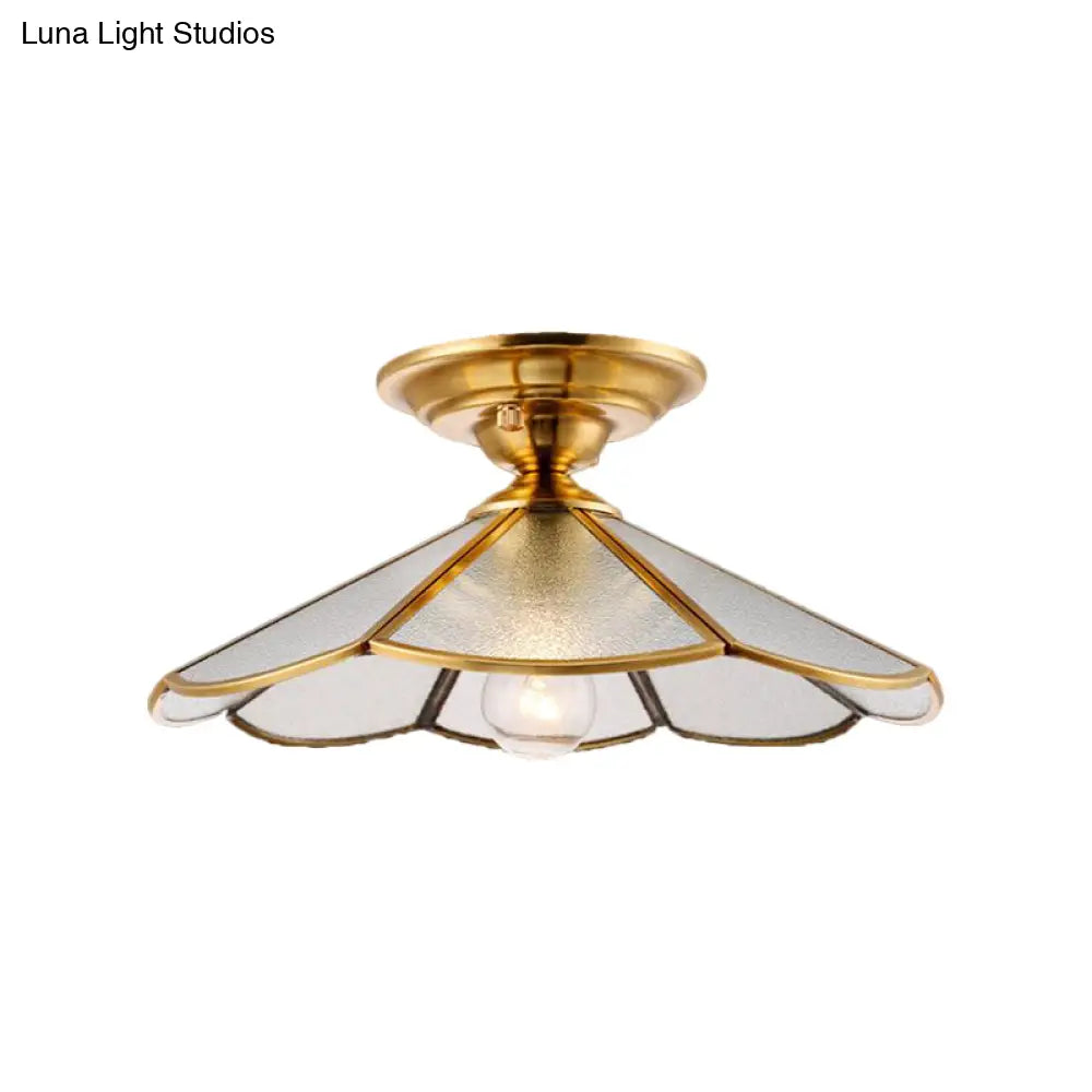 Scalloped Foyer Flush Mount Ceiling Light Fixture With Brass Finish - 12’/16’ Diameter