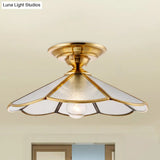 Scalloped Foyer Flush Mount Ceiling Light Fixture With Brass Finish - 12’/16’ Diameter