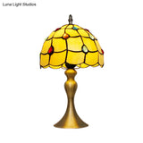 Scalloped Hand Cut Glass Night Light Table Lamp With Jewel Deco Classic Brass Design