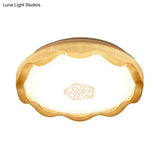Scalloped Metal Ceiling Flush With Acrylic Diffuser In White/Blue/Gold - Led Light Fixture For