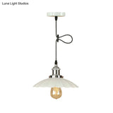 Scalloped Pendant Lighting 1-Bulb Hanging Light Fixture - Loft Style Rust/Chrome Finish Ideal For